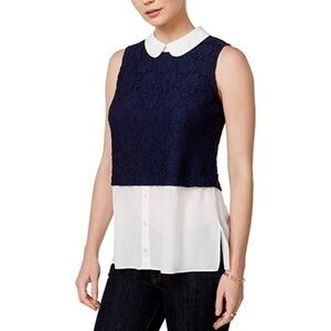 New Maison Jules Mixed Media Sleeveless Blouse